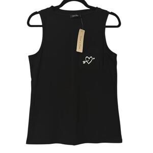 Doe & Rae Black Fitted Sleeveless Muscle Tee-NWT